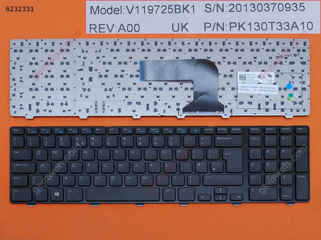 Picture of New Replacement Laptop Keyboard For Dell Inspiron 3721 3737 5721 5737 GLOSSY FRAME BLACK (For Win8)OEM Uk Layout