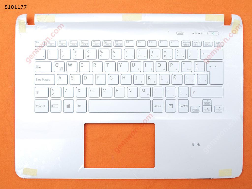 Picture of New Replacement Laptop Cover For New sony SVF142 Svf143 SVF14326scp SVF142a23t palmres with LA keyboard case Upper cover  WHITE