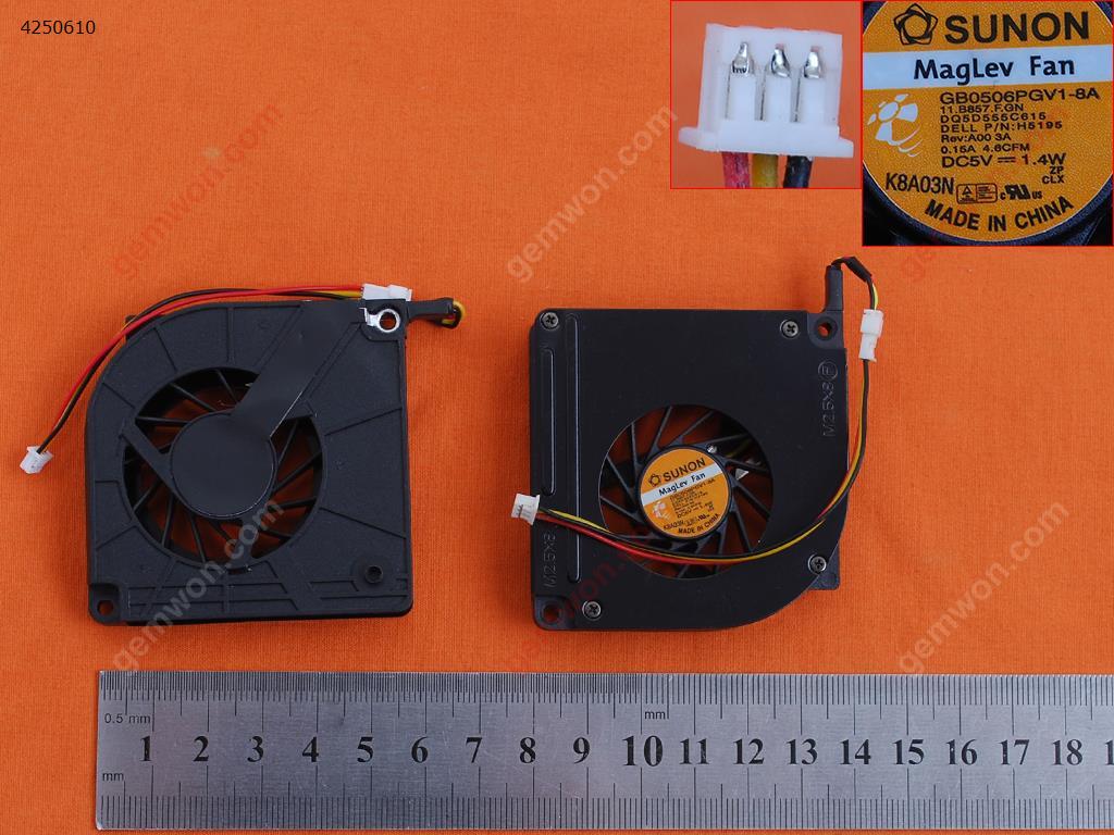 Picture of New Replacement CPU Cooling Fan For DELL D610 GB0506PGB1-8A (11.(2).F.3C DC5V) GB0506PGV1-8A Layout