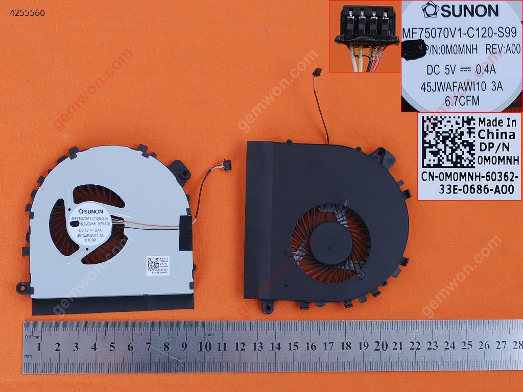 Picture of New Replacement CPU Cooling Fan For DELL Vostro V5560(Original) 0M0MNH  MF75070V1-C120-S99 Layout