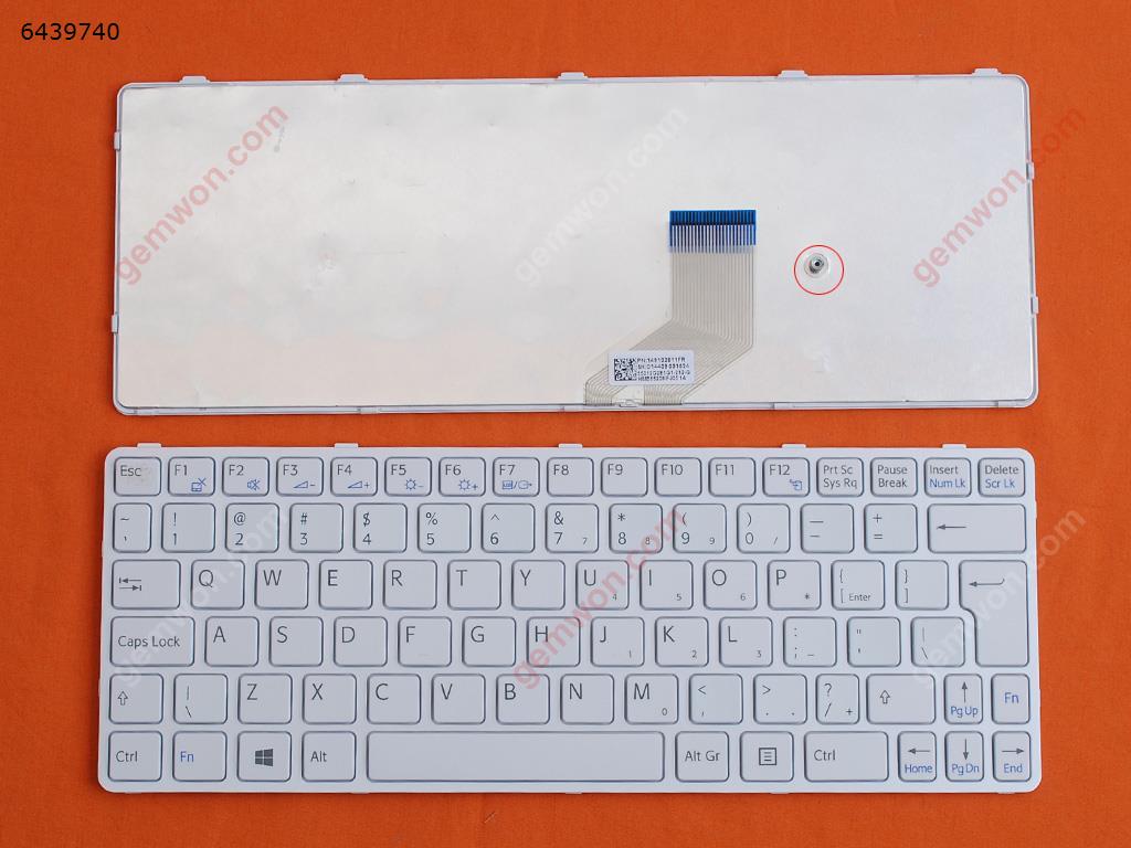 Picture of New Replacement Laptop Keyboard For SONY SVE 11 WHITE FRAME WHITE (Big Enter) WIN8 US Layout