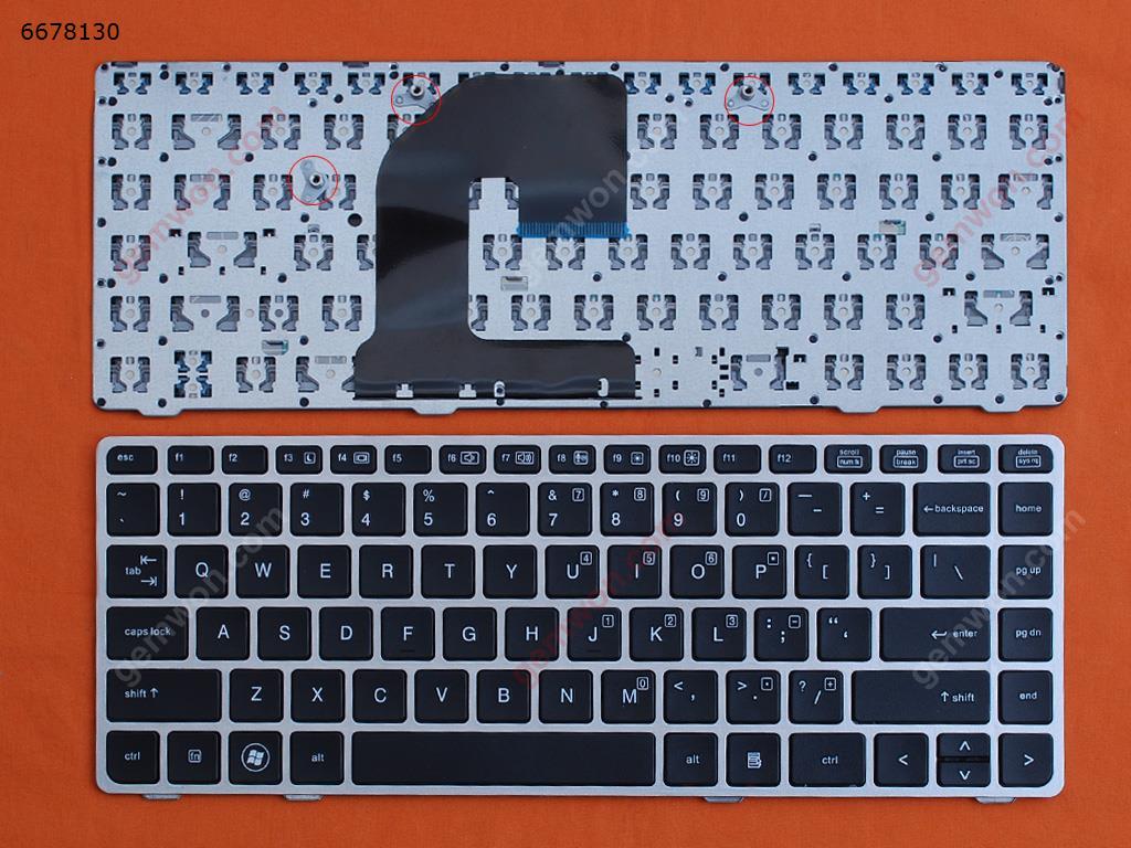 Picture of New Replacement Laptop Keyboard For HP EliteBook 8460P SILVER FRAME BLACK (Without Piont Stick,OEM) US Layout