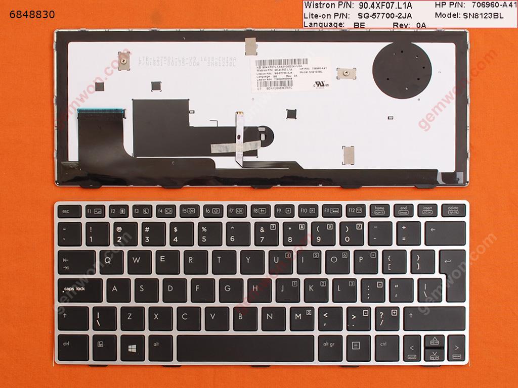 Picture of New Replacement Laptop Keyboard For HP EliteBook 810 G1 810 G2 810 G3 SILVER FRAME BLACK (Backlit,without point,Big Enter,Win8) US Layout