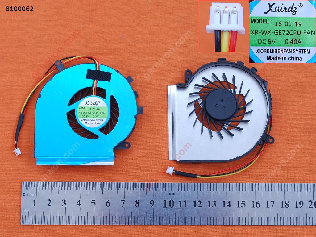 Picture of New Replacement CPU Cooling Fan For MSI GE62 GE72 PE60 PE70 GL62 GL72(3 Pin,For CPU fan,OEM) MF60090V1-C480-S99    XR-WX-GE72CPU FAN Layout