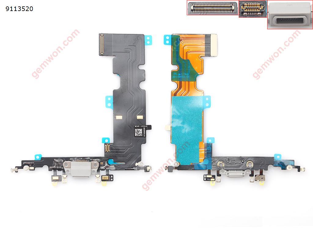 Picture of Charging Dock Port Connector with Flex Cable for iPhone 8 plus white OEM