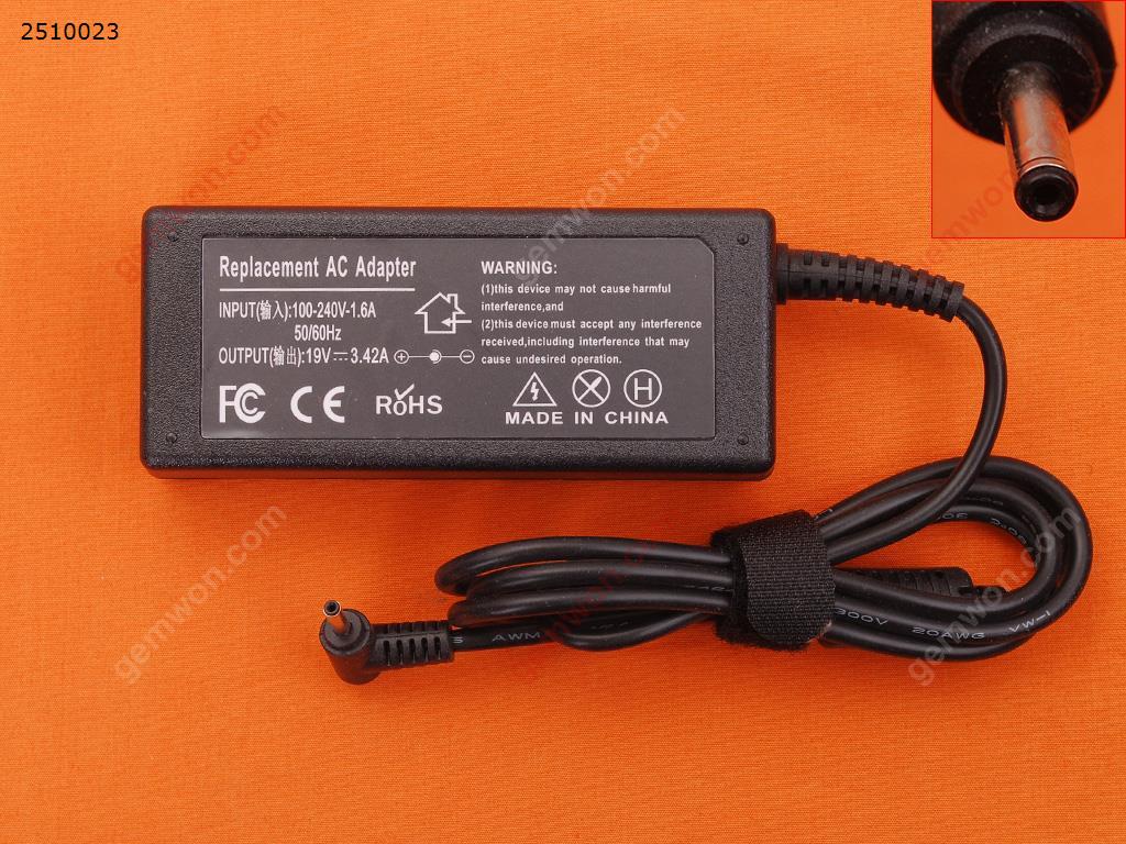 Picture of Laptop AC power adapter for ACER 19V 3.42A Φ3.0*1.1mm 65W(High copy）