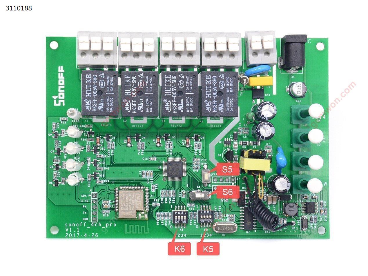 Picture of Sonoff 4CH Pro Wi-Fi Smart Switch 4-Gang Din Rail Mounting Home Automation ,Self-Locking/Interlock Control Home Appliances, Compatible with Alexa (SONOFF 4CH Pro)