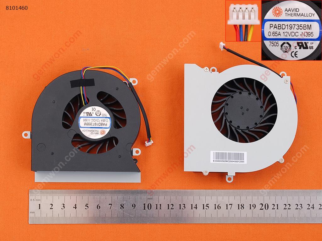Picture of New Replacement CPU Cooling Fan For MSI GT62 GT62VR 16L1 16L2 16L3 S5 S6(Original) PABD19735BM 0.65A 12VDC -N322 Layout