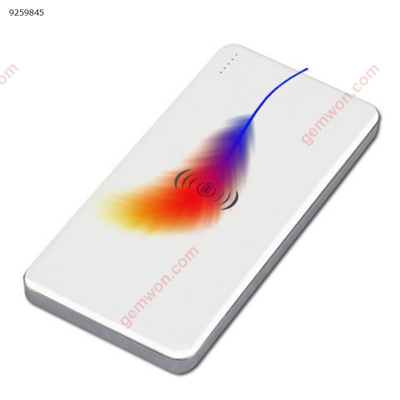 Picture of NEW Qi Wireless Charger Power Bank 10000mAh Fast Rechargeable External Battery Poverbank Charging Pad For iphone X/Samsung S8（white）