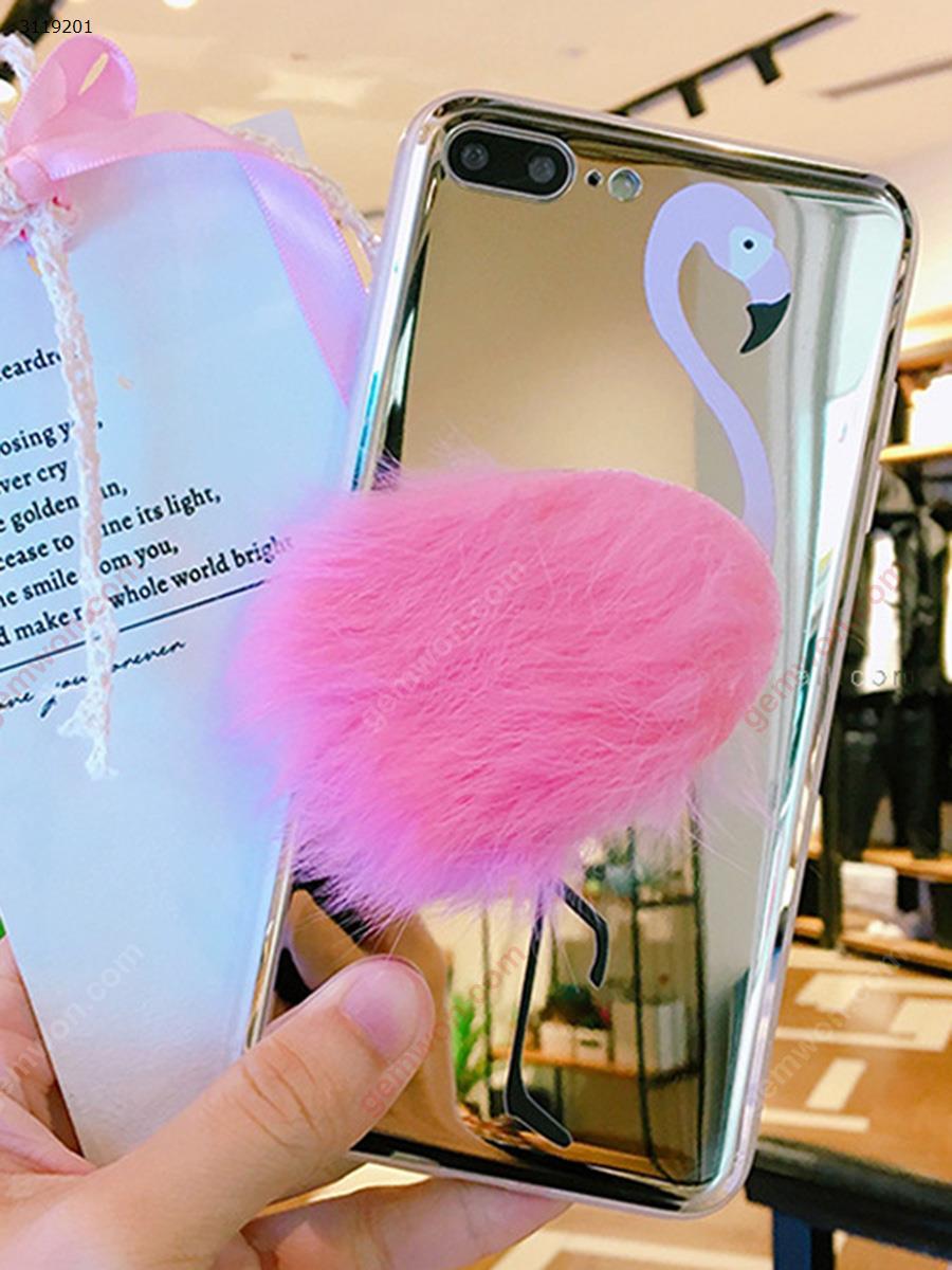 Picture of iphone7 Flamingo Mobile Shell，Pink plush Mirror phone soft shell