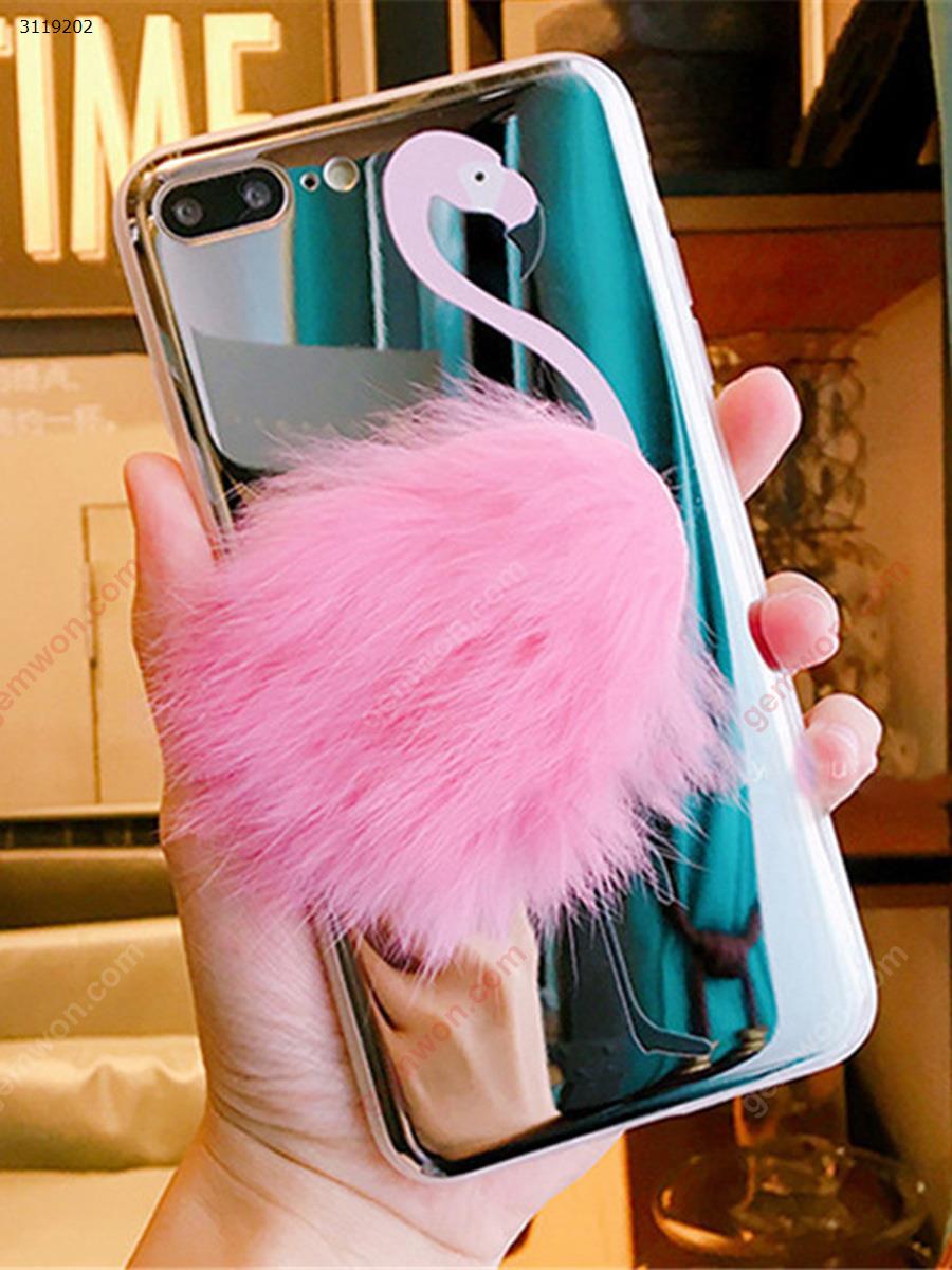 Picture of iphone7 plus Flamingo Mobile Shell，Pink plush Mirror phone soft shell