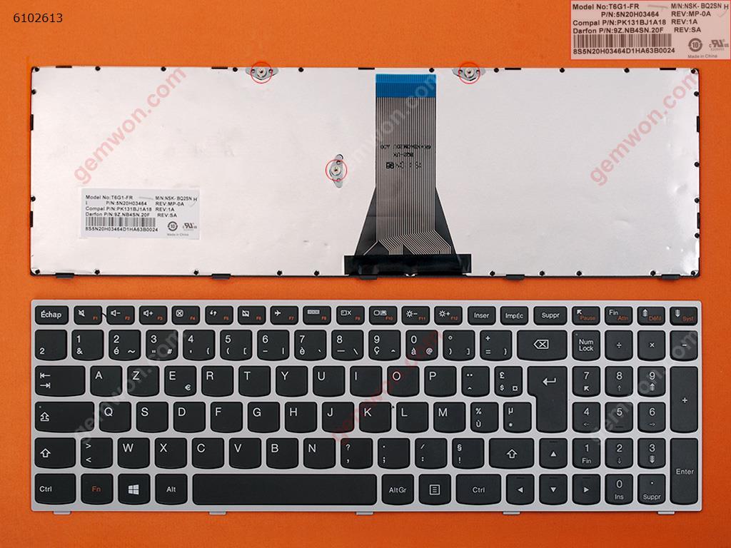 Picture of New Replacement Laptop Keyboard For LENOVO G50-70 SILVER FRAME BLACK WIN8 FR Layout