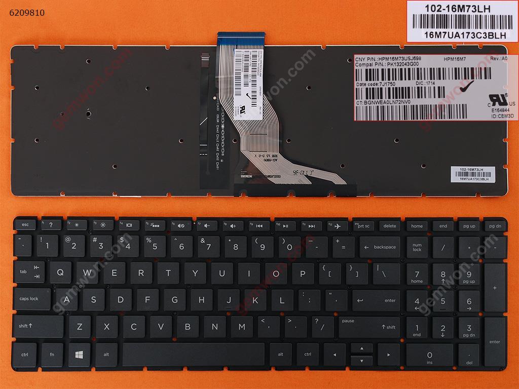 Picture of New Replacement Laptop Keyboard For HP Pavilion 15-BS BLACK (Without FRAME,Backlit,With cable folded,For Win8) US Layout