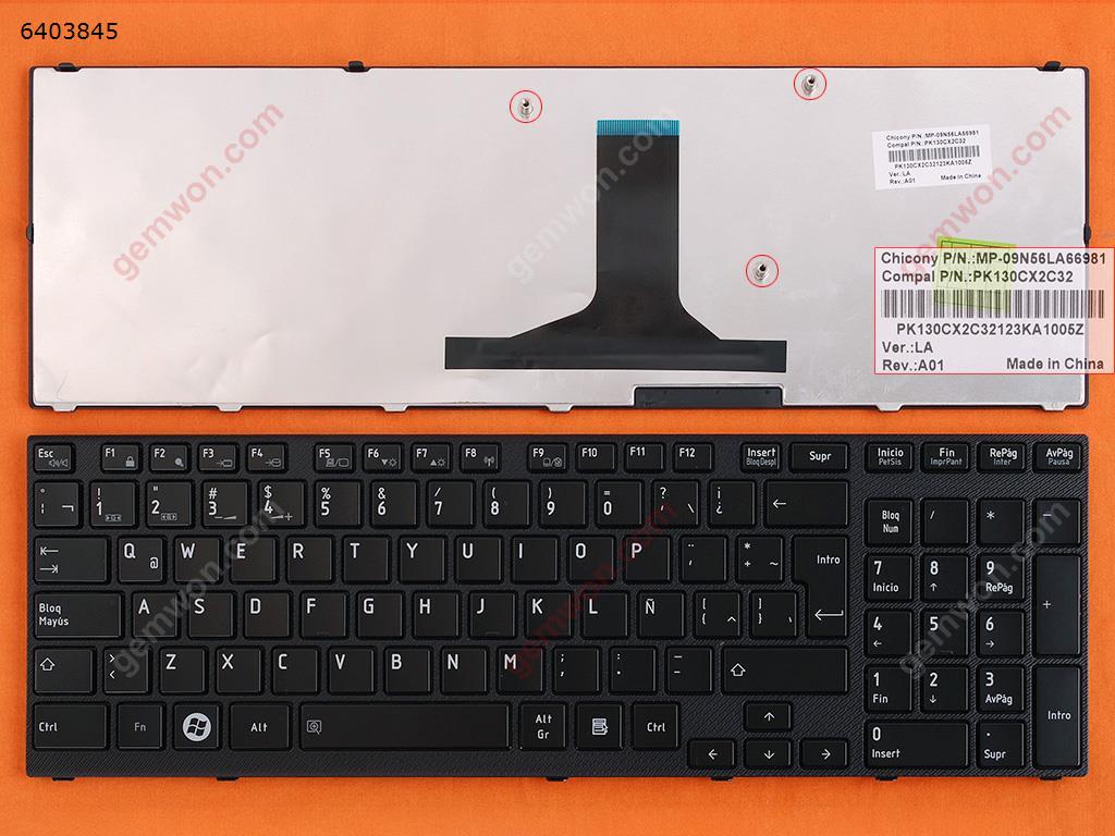 Picture of New Replacement Laptop Keyboard For TOSHIBA Satellite A660 A665 BLACK FRAME GLOSSY LA Layout