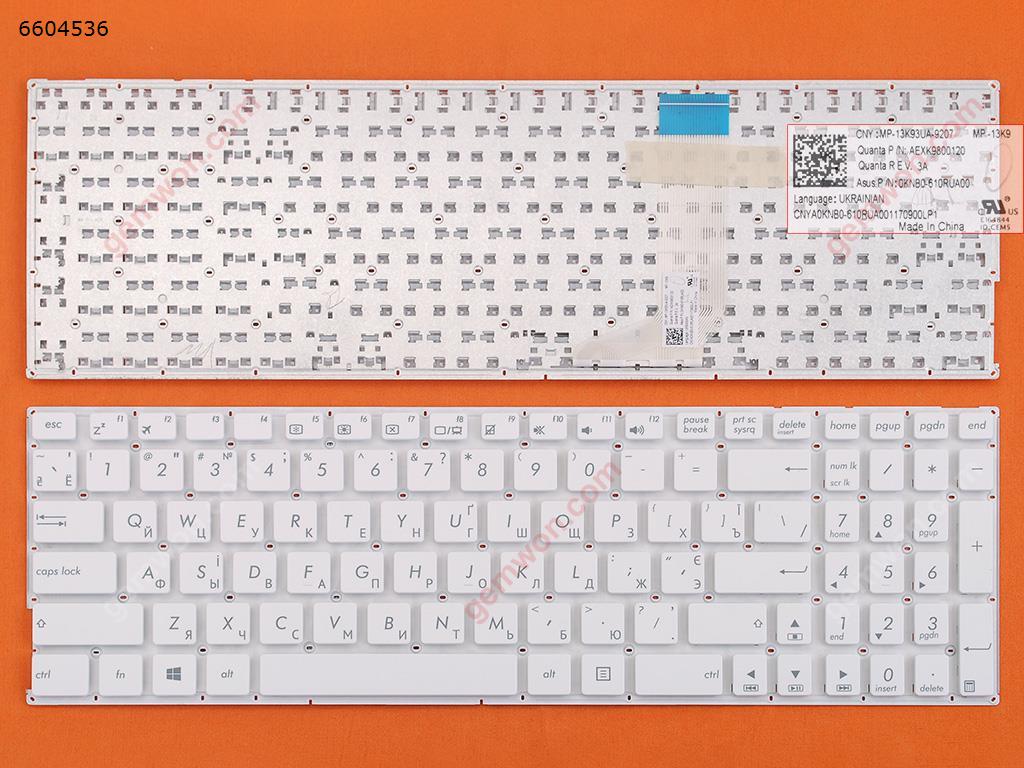 Picture of New Replacement Laptop Keyboard For ASUS A556U A556UA A556UB A556UF A556UJ A556UR A556UV A556 X556 WHITE (Without FRAME,Without Foil,Win8) RU Layout