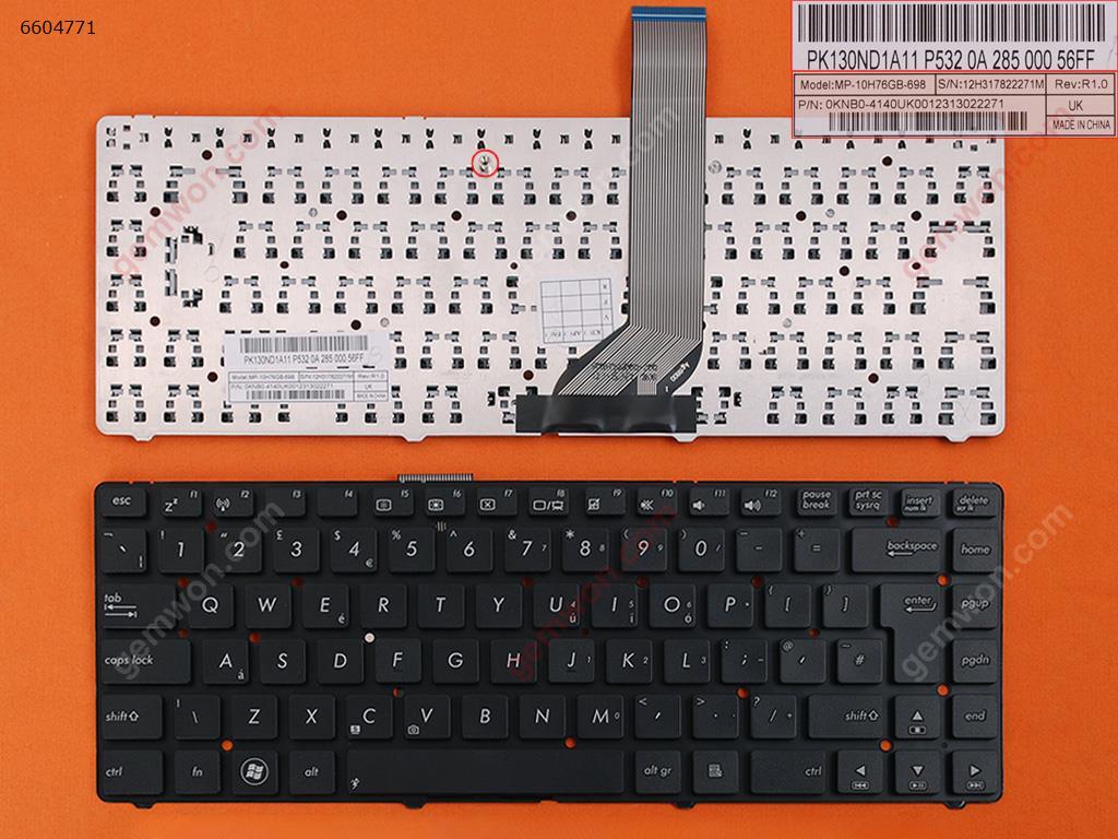 Picture of New Replacement Laptop Keyboard For Asus A45V K45V A85V R400 K45VD A85 R400V BLACK(Without FRAME,Without foil,Win8) Uk Layout
