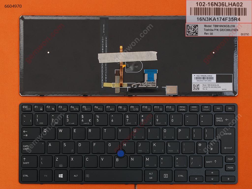 Picture of New Replacement Laptop Keyboard For Toshiba Tecra X40-D BLACK FRAME BLACK （Backlit,WIN8） Uk Layout