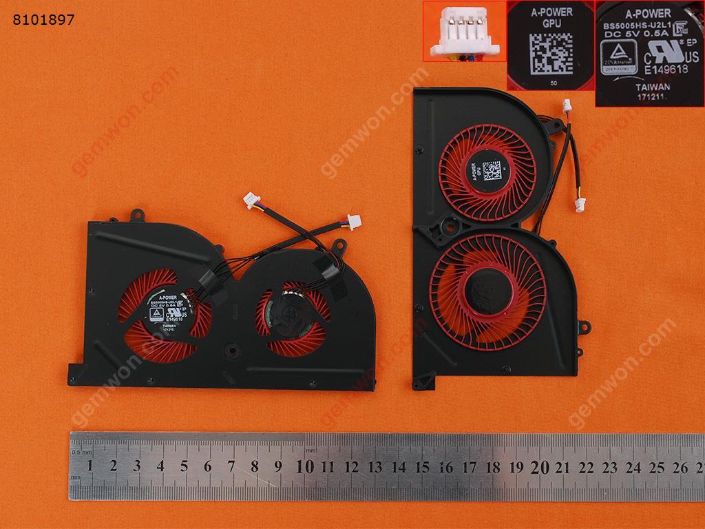 Picture of New Replacement CPU Cooling Fan For MSI GS63VR GS73VR Red Blades(For GPU Fan,Original) BS5005HS-U2L1 Layout