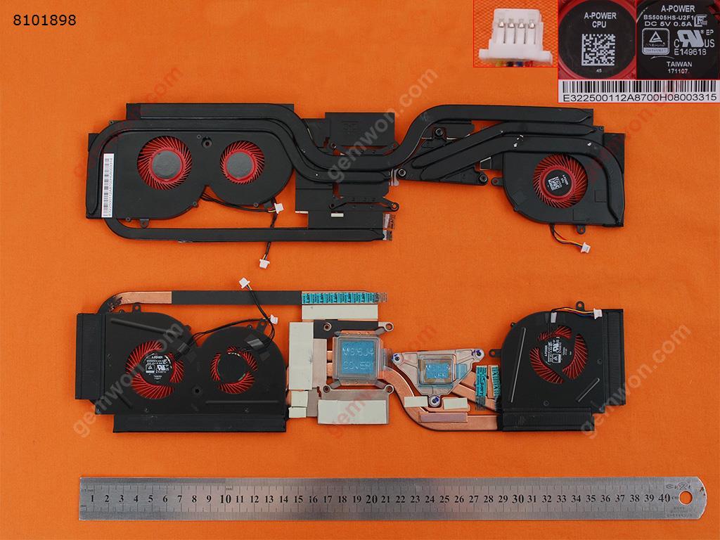 Picture of New Replacement CPU Cooling Fan For MSI GS63VR Red Blades(CPU + GPU Fan With Heatsink) BS5005HS-U2L1 BS5005HS-U2F1 Layout