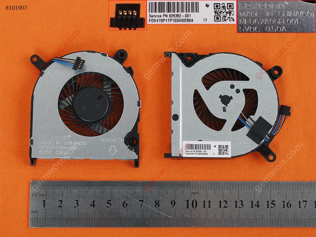 Picture of New Replacement CPU Cooling Fan For HP 14-BS 14Q-BU 14-BW 246 G6 240 G6 TPN-Q187 CPU Fan 925352-001(Original) 925352-001   NFB67A05H-001 Layout
