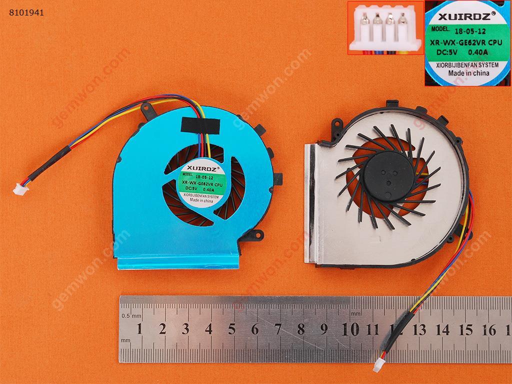 Picture of New Replacement CPU Cooling Fan For MSI GE62 GE72 PE60 PE70 GL62 (4 Pin,For CPU fan,OEM) XR-WX-GE62VR Layout