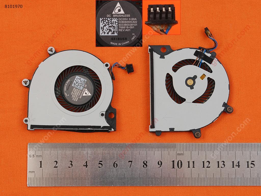 Picture of New Replacement CPU Cooling Fan For HP Pro X2 612 G1 766618-001 KDB0605HCA02(Original) 766618-001 KDB0605HCA02  DFS150405020T Layout