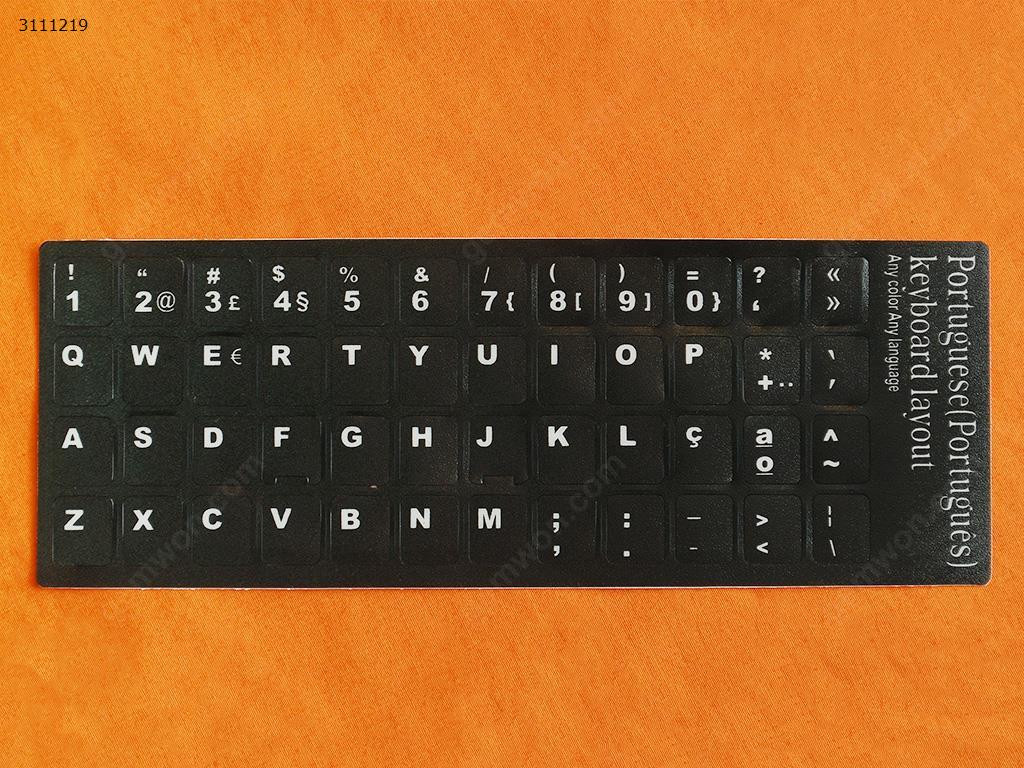 Picture of PO Keyboard Sticker,Black with White letter. Change keyboard language layout by stick lables on keyboard keys.(version 1)