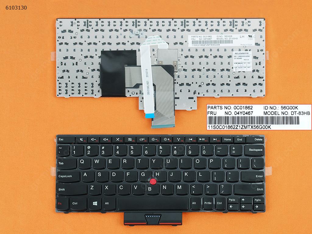 Picture of New Replacement Laptop Keyboard For Lenovo Thinkpad E220 E220s S220 BLACK FRAME BLACK(With Point stick,RED Printing,WIN8) US Layout