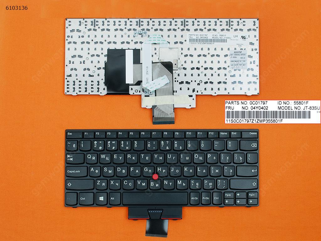 Picture of New Replacement Laptop Keyboard For Lenovo Thinkpad E220 E220s S220 BLACK FRAME BLACK(WIN8,With Point stick,GRAY Printing) RU Layout