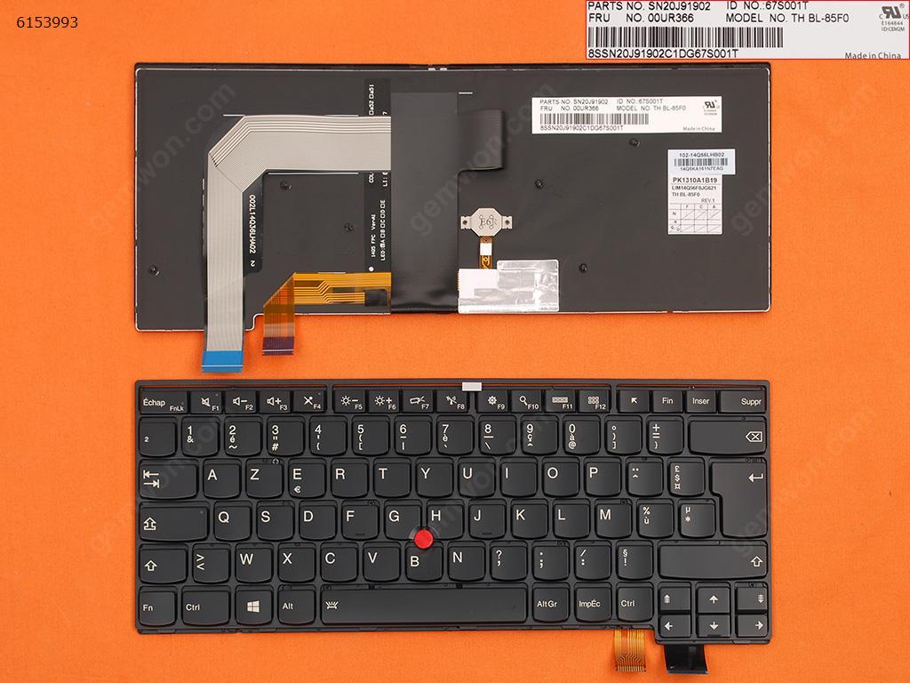 Picture of New Replacement Laptop Keyboard For ThinkPad T460P BLACK FRAME BLACK (Backlit,For Win8) FR Layout