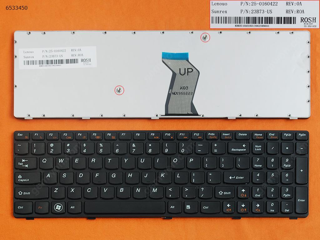 Picture of New Replacement Laptop Keyboard For LENOVO Y570 BLACK FRAME BLACK US Layout