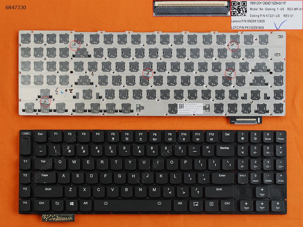 Picture of New Replacement Laptop Keyboard For Lenovo IdeaPad Y900-17ISK Y910-17ISK Y920-17IKB BLACK(Full Colorful Backlit,Without FRAME,WIN8) US Layout