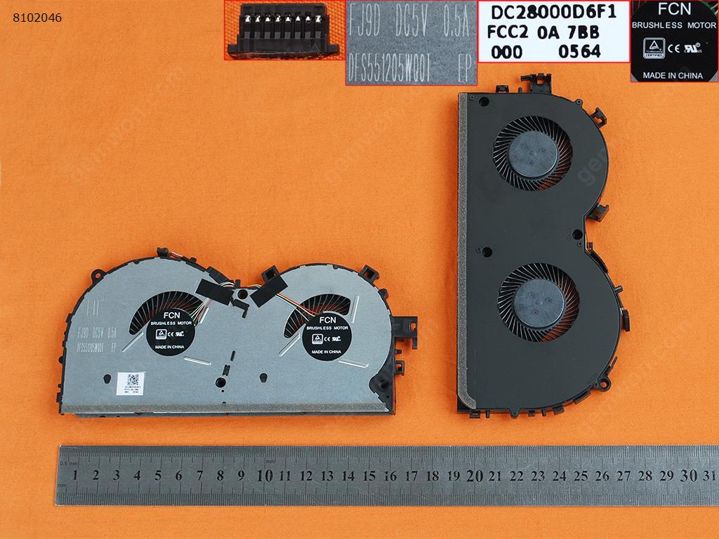Picture of New Replacement CPU Cooling Fan For Lenovo Y520-15IKBM R720-15IKBN ( 1050Ti Graphics card) MG75100V1-C020-S9A   DC28000D6F1    DFS551205W00T Layout