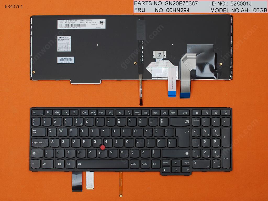 Picture of New Replacement Laptop Keyboard For LENOVO YOGA 15 BLACK FRAME BLACK(Backlit For Win8) Uk Layout