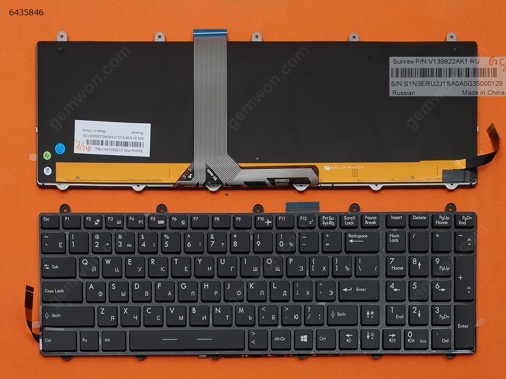 Picture of New Replacement Laptop Keyboard For MSI GT60 GT70 GT780 GT783 GX780 BLACK FRAME BLACK Small Enter(Full Colorful Backlit,WIN8) RU Layout