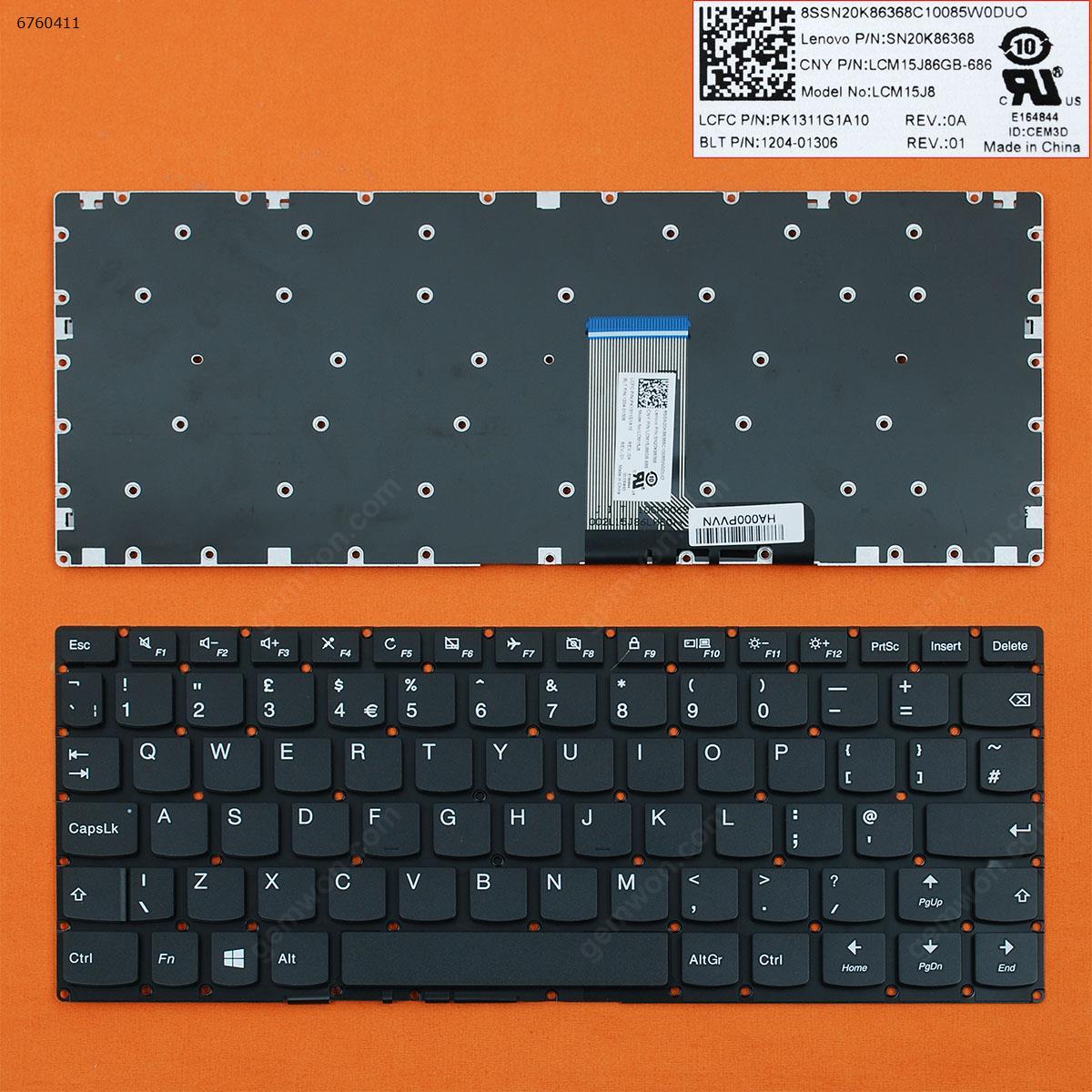 Picture of New Replacement Laptop Keyboard For Lenovo Yoga 310-11 310-11IAP 710-11 710-11IKB 710-11ISK BLACK win8(Without FRAME) Uk Layout
