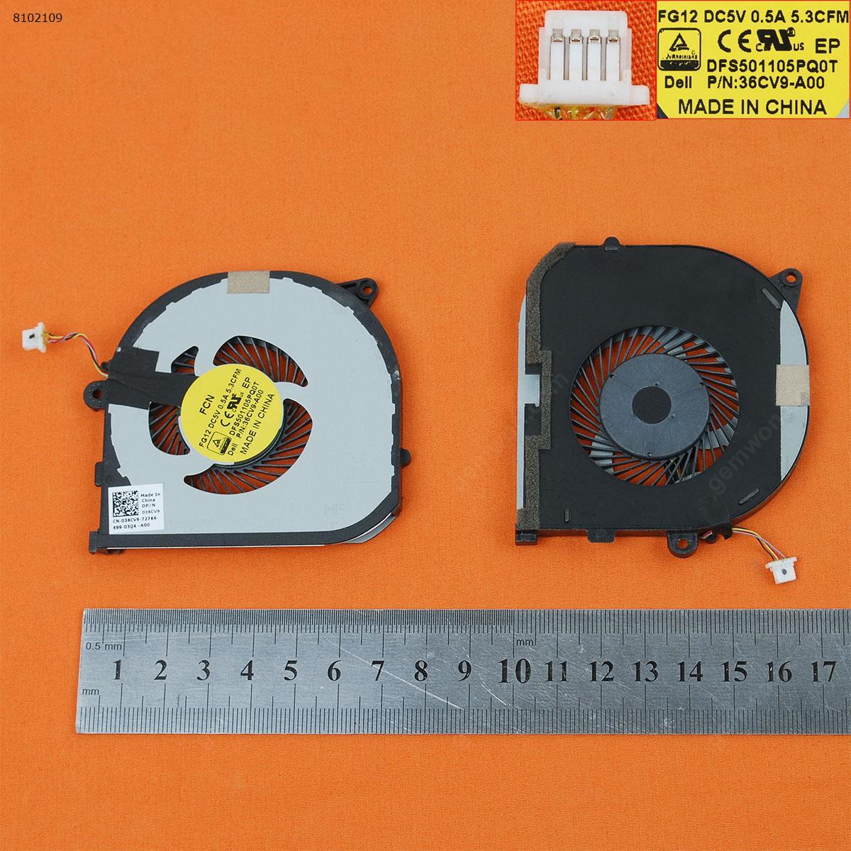 Picture of New Replacement CPU Cooling Fan For DELL XPS 15 9550 Series Precision 5510(For GPU fan,Original) 036CV9    DFS501105PQ0T     DC28000GJF0     36CV9-A00 Layout