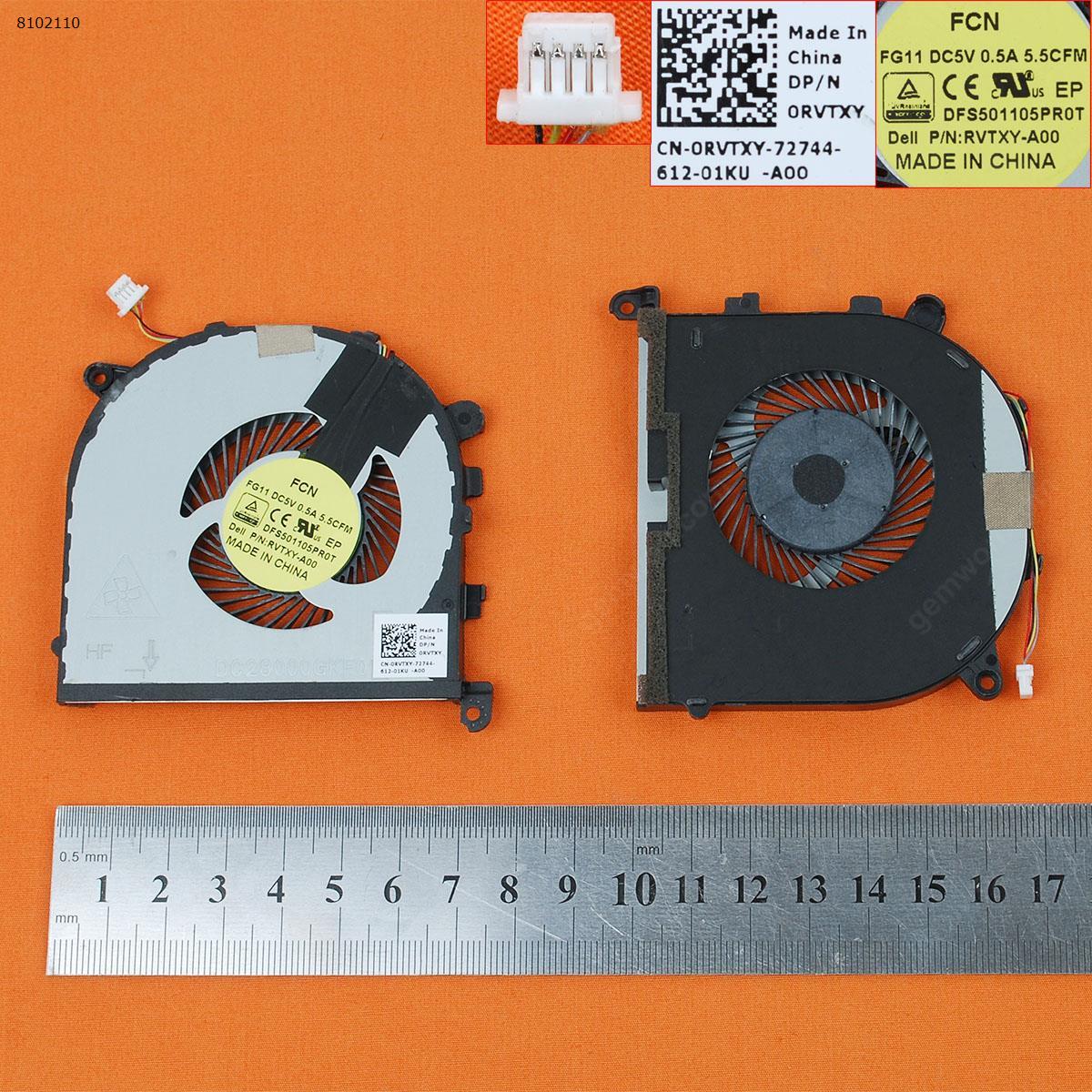 Picture of New Replacement CPU Cooling Fan For DELL XPS 15 9550 Series Precision 5510(For CPU fan,Original) 0RVTXY DFS501105PR0T     DC28000GKF0     RVTXY-A00 Layout