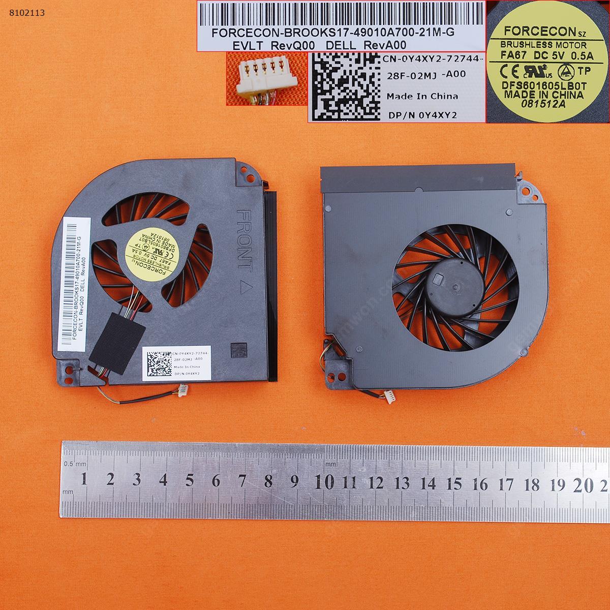 Picture of New Replacement CPU Cooling Fan For DELL M6400 M6500 M6600 17Inch(Original,version 2) FA67    DFS601605LB0T    0Y4XY2 Layout