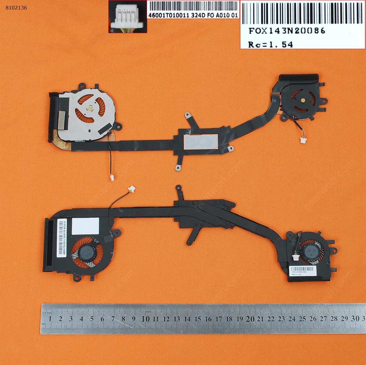 Picture of New Replacement CPU Cooling Fan For HP Folio 1040 G1(CPU + GPU Fan With Heatsink) 739561-001    BRUSHLESS Layout