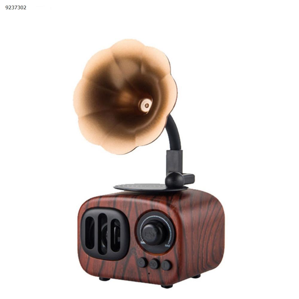 Picture of Retro Bluetooth Speaker Classic Gramophone Gramophone Shape Design Music Player Support AUX TF Card Wireless Call (Red wood)