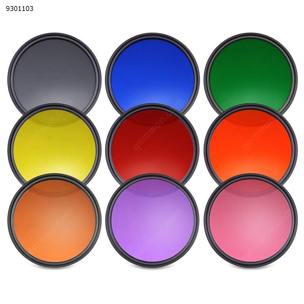 Picture of 58MM Complete Full Color Lens Filter Set (9pcs) for Camera Lens with 58MM Filter Thread - Includes: Red, Orange, Blue, Yellow, Green, Brown, Purple, Pink and Gray ND Filters + Filter Carry Pounch + Microfiber Lens Cleaning Cloth