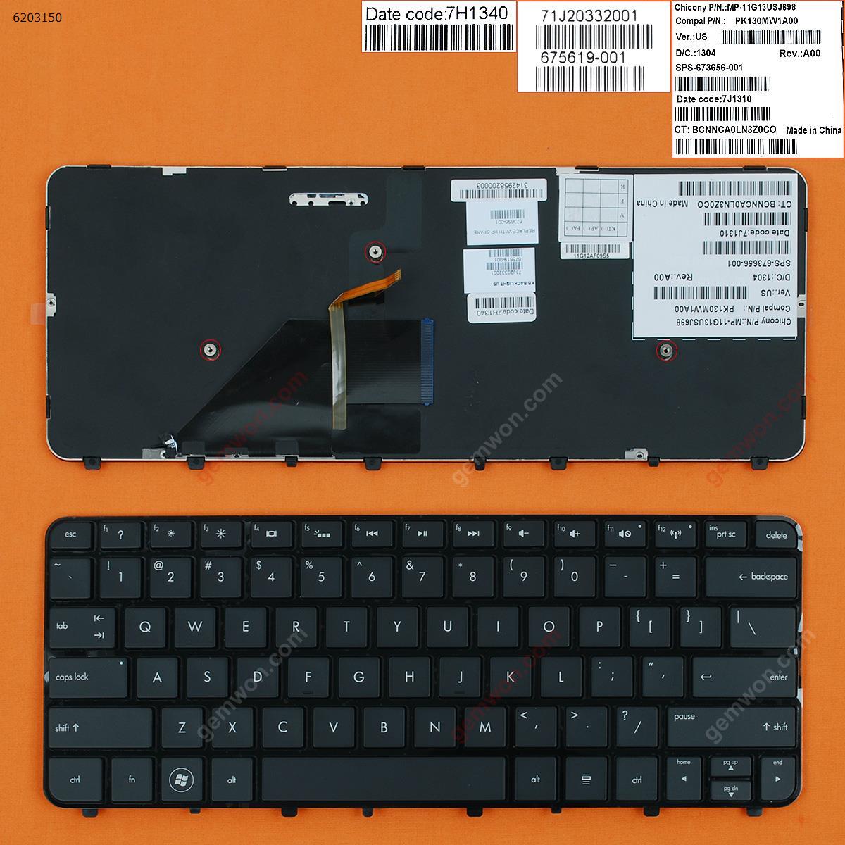 Picture of New Replacement Laptop Keyboard For HP Folio 13 13-1000 13-2000 GLOSSY FRAME BLACK (Backlit) US Layout