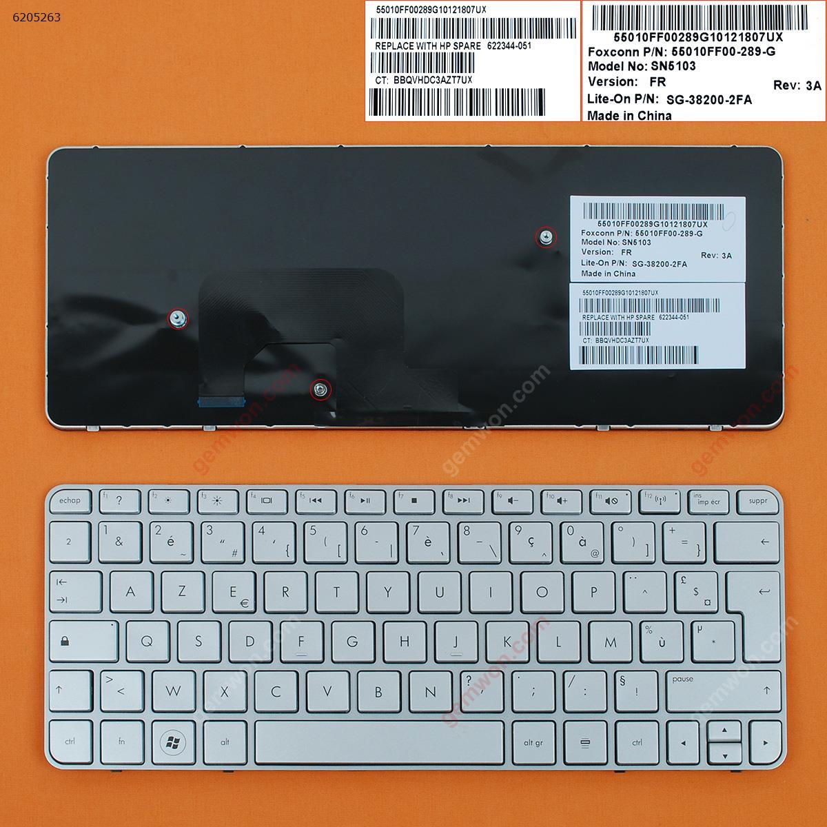 Picture of New Replacement Laptop Keyboard For HP MINI 210-2000 SILVER FRAME SILVER FR Layout