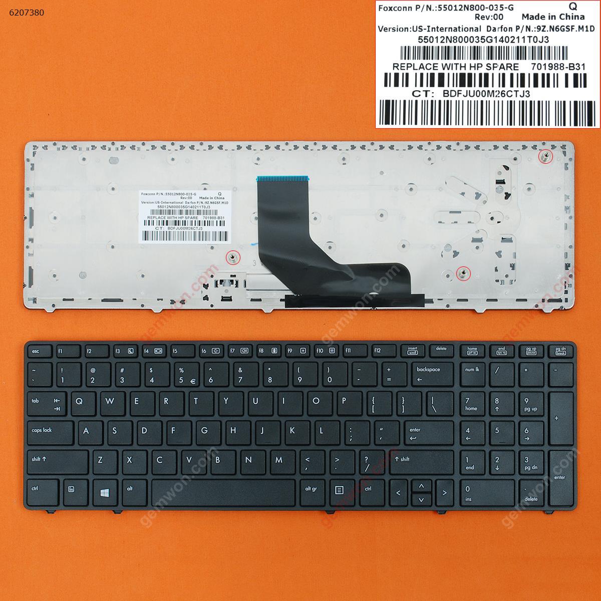 Picture of New Replacement Laptop Keyboard For HP ProBook 6560B/EliteBook 8570P 8560P BLACK FRAME BLACK(Without Point stick,WIN8) US Layout
