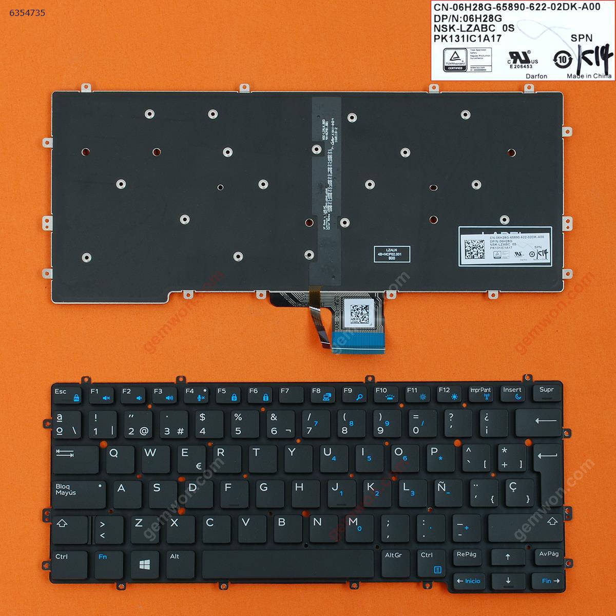 Picture of New Replacement Laptop Keyboard For Dell Latitude 7370 E7370 BLACK WIN8(Without FRAME,Backlit） SP Layout
