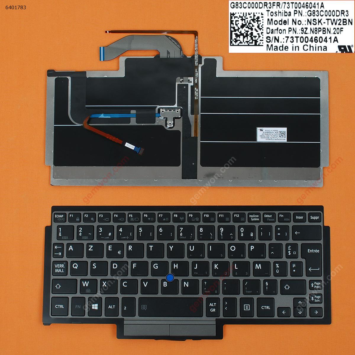 Picture of New Replacement Laptop Keyboard For TOSHIBA Z10T GRAY FRAME BLACK(For Win8,Backlit,With Point Stick) FR Layout