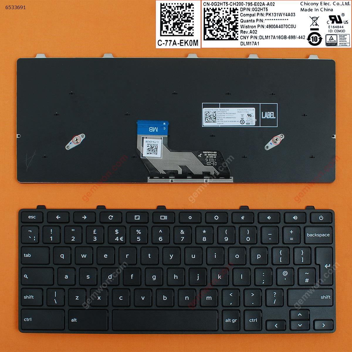 Picture of New Replacement Laptop Keyboard For Dell Chromebook 11 3180 3189 BLACK FRAME BLACK Uk Layout
