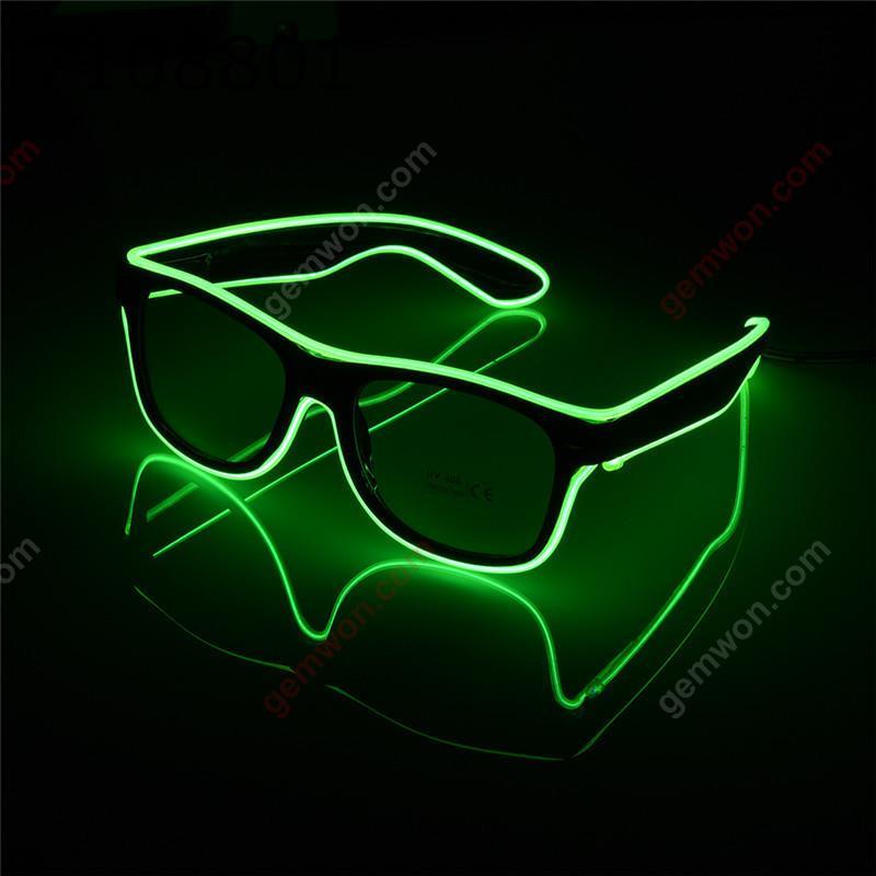 Picture of Flashing EL Wire Led Glasses   Luminous Party Decorative Lighting Classic Gift Bright LED Light Up Party SunGlasses green