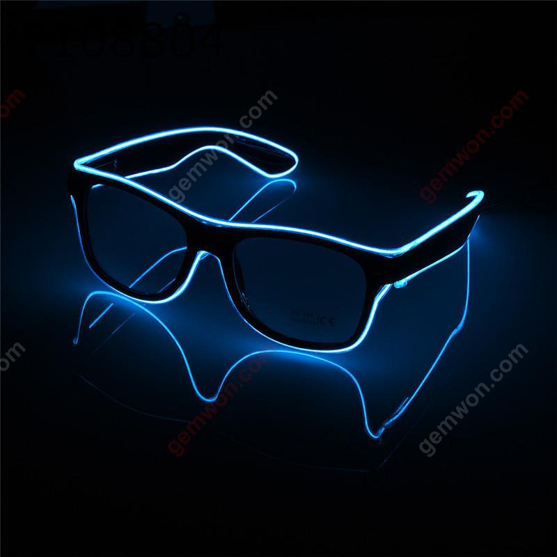 Picture of Flashing EL Wire Led Glasses   Luminous Party Decorative Lighting Classic Gift Bright LED Light Up Party SunGlasses blue
